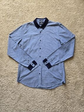 Scotch & Soda Shirt Mens L Blue Button Front Cotton
